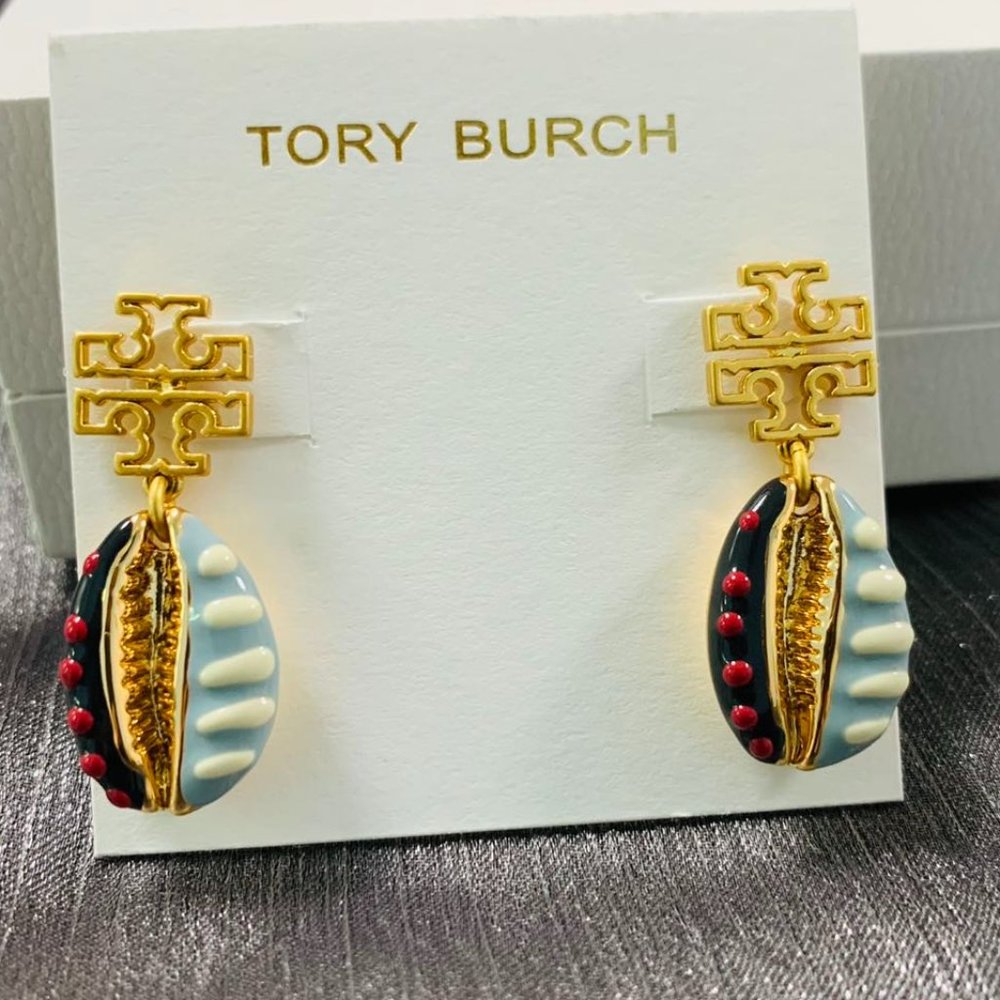 Tory Burch Earrings T Series Retro Gold Hollowed logo Earrings Jewelry Paired